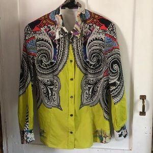 Vintage Paisley Button Down Multi-Color Top